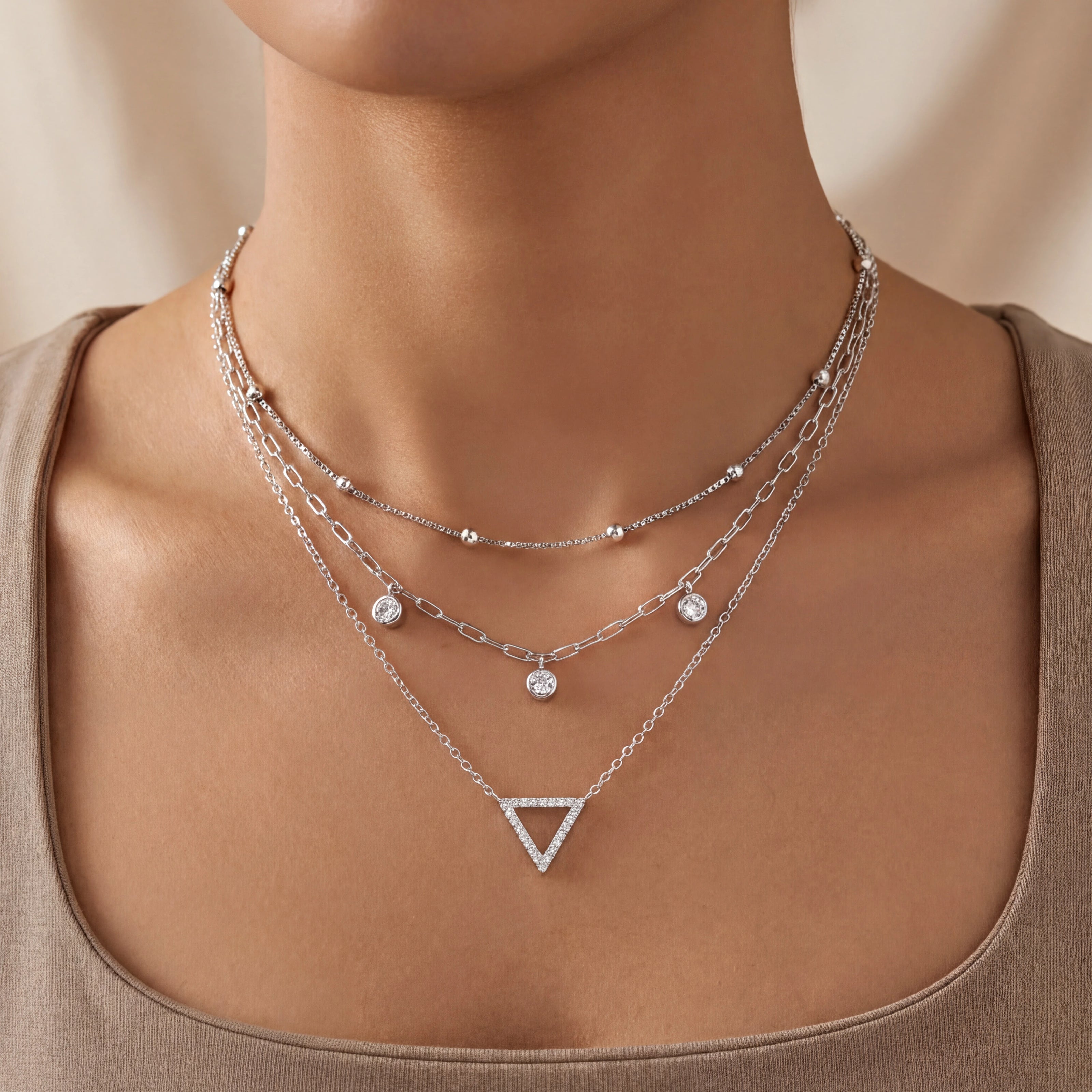 CZ Layered Necklace — 2