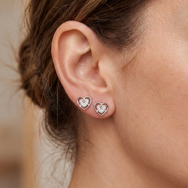 Pave Heart Studs — 2