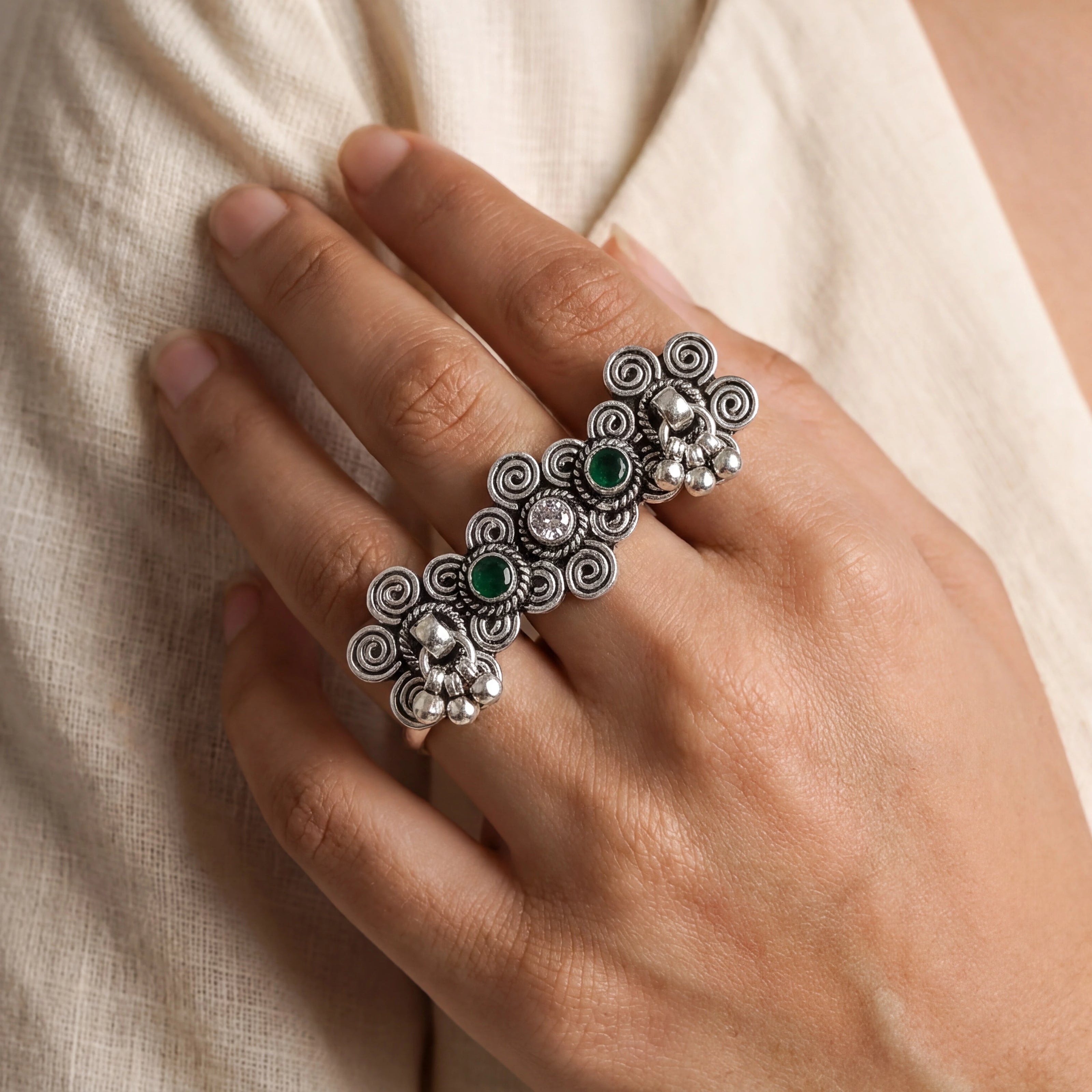 Vintage Scroll Double Ring — 2