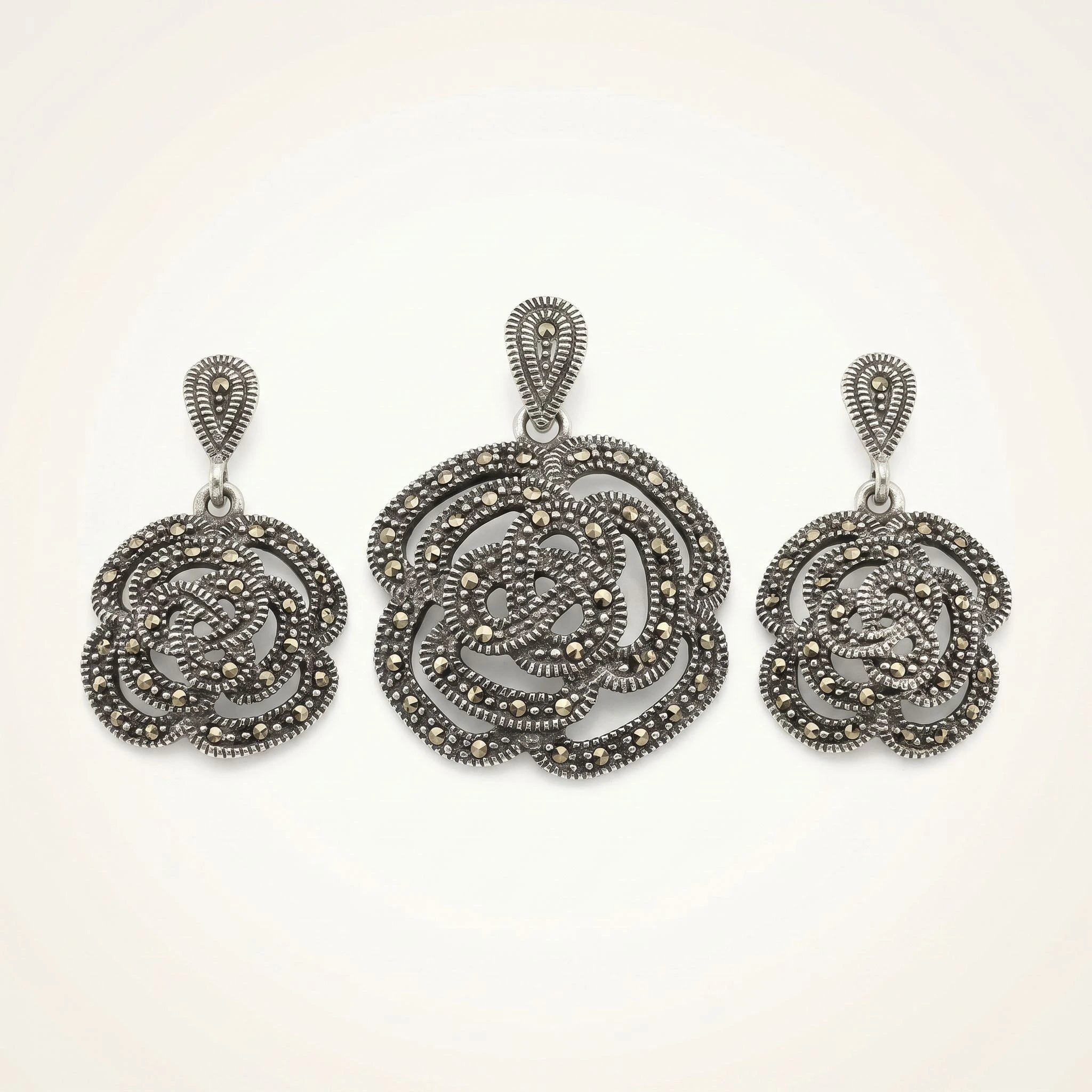 Marcasite Floral Set — 2