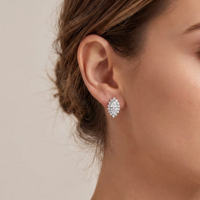 Marquise Halo Studs — 2