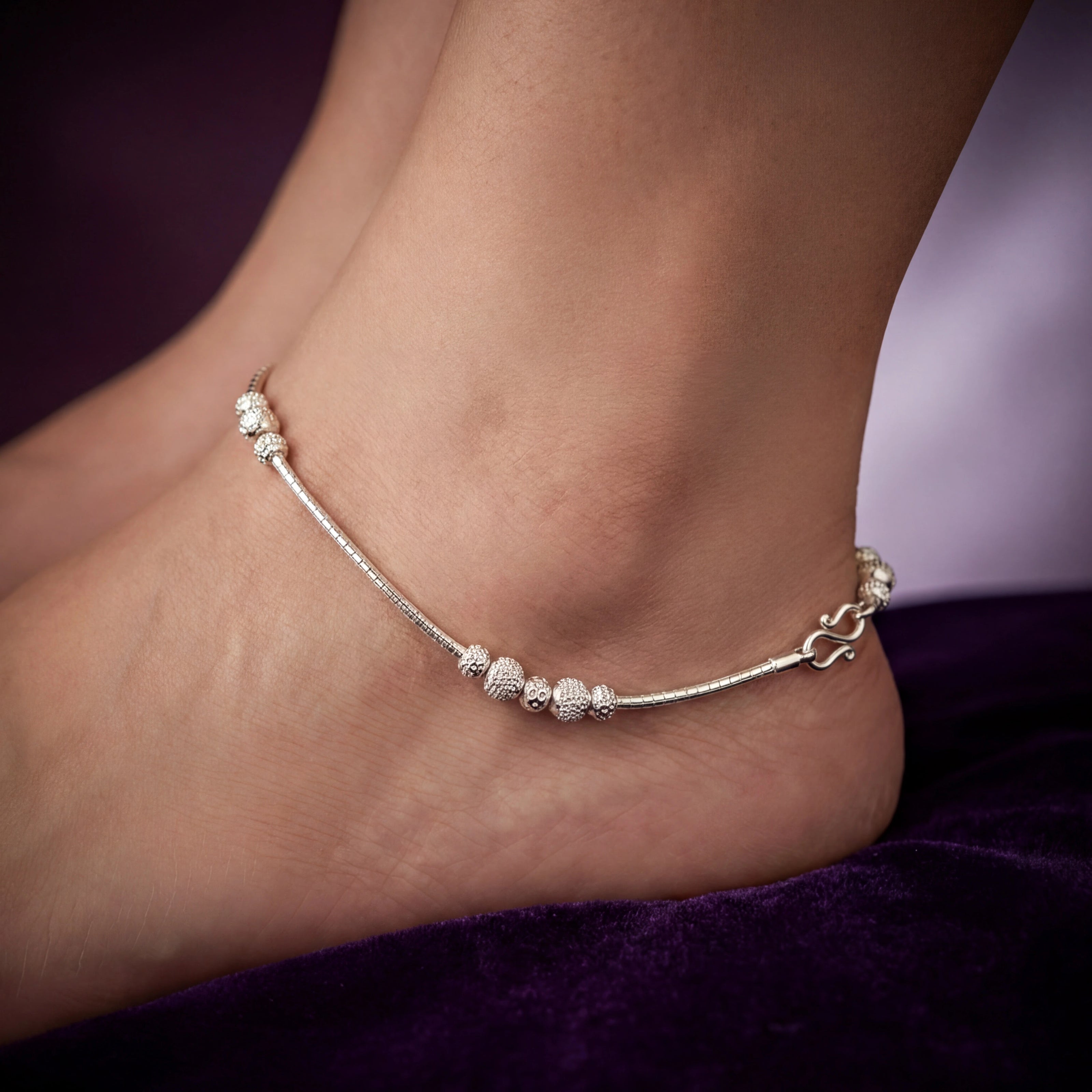 Textured Bead Anklet — 3