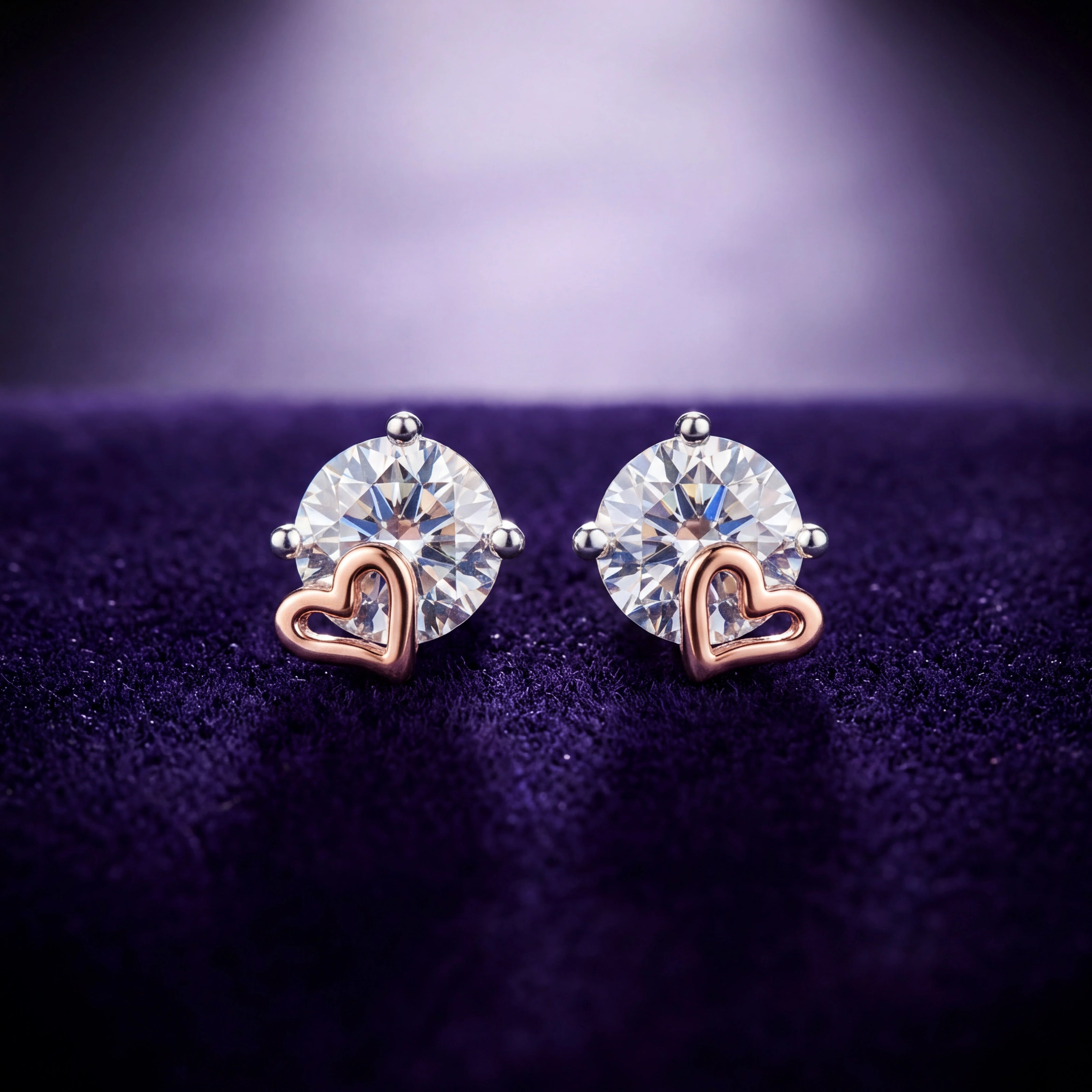 CZ Heart Studs — 3