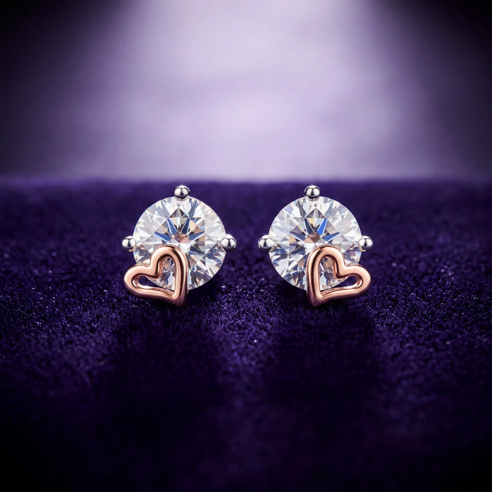 CZ Heart Studs — 3