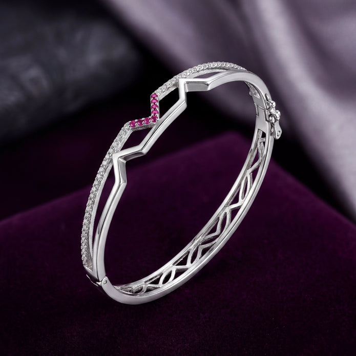 Pink V Zigzag Bangle — 3