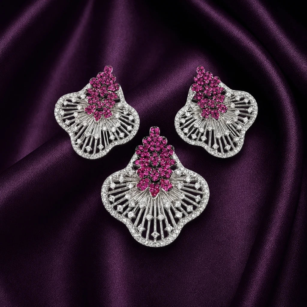 Ruby Fan Pendant Set