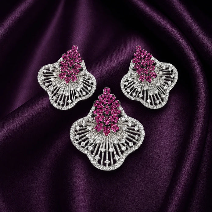Ruby Fan Pendant Set