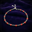 Red Black Beaded Anklet