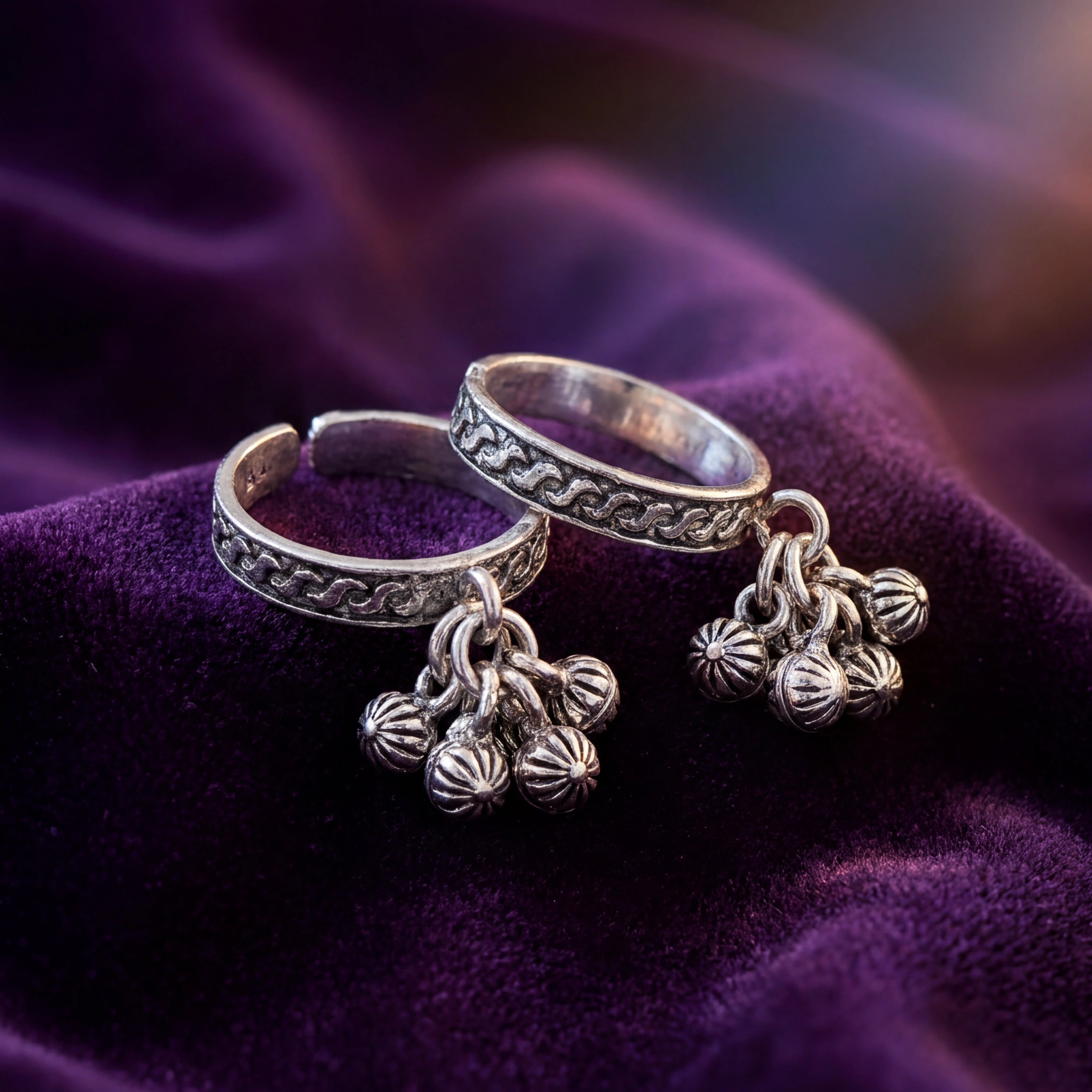 Ghungroo Charm Toe Rings — 3