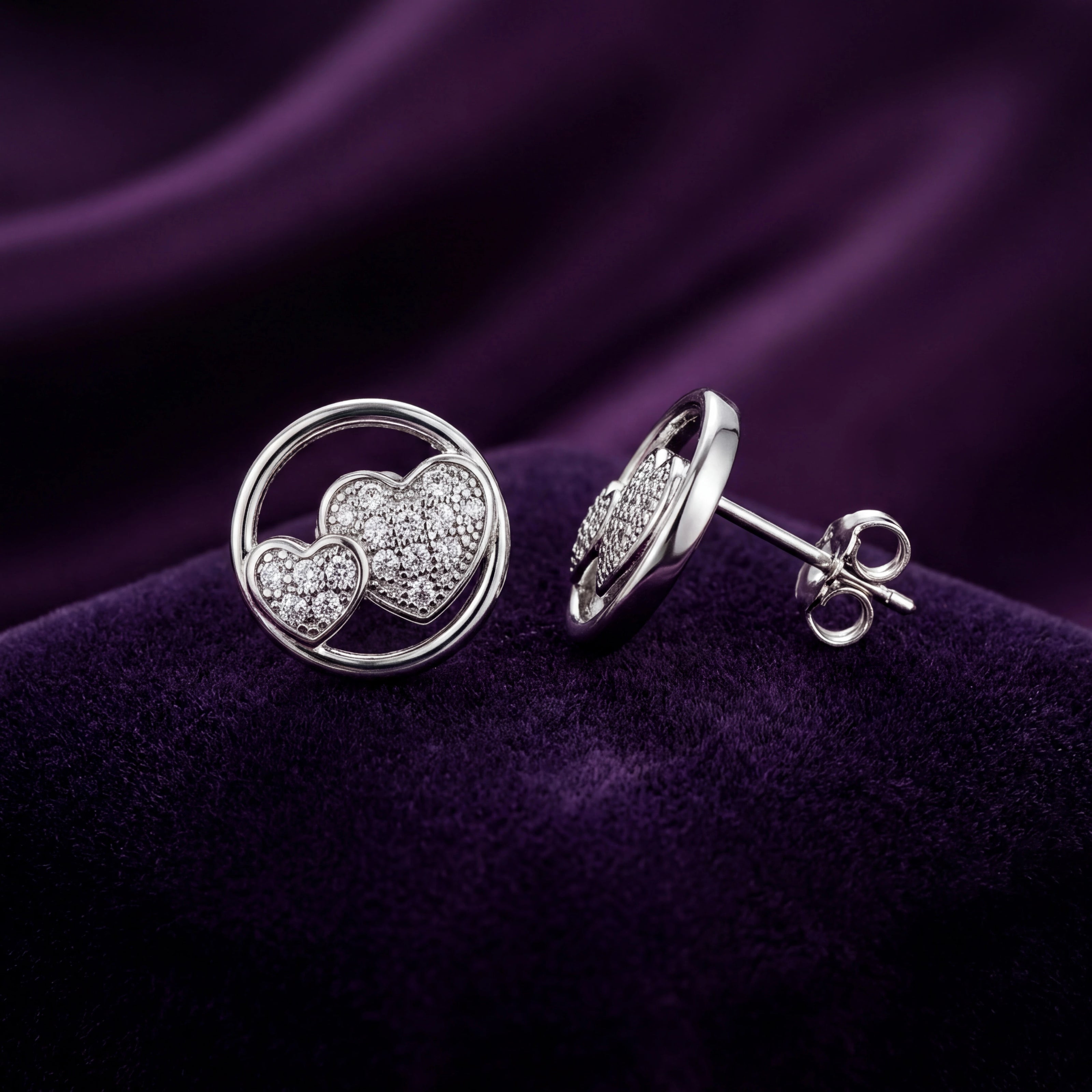 Double Heart Studs — 3