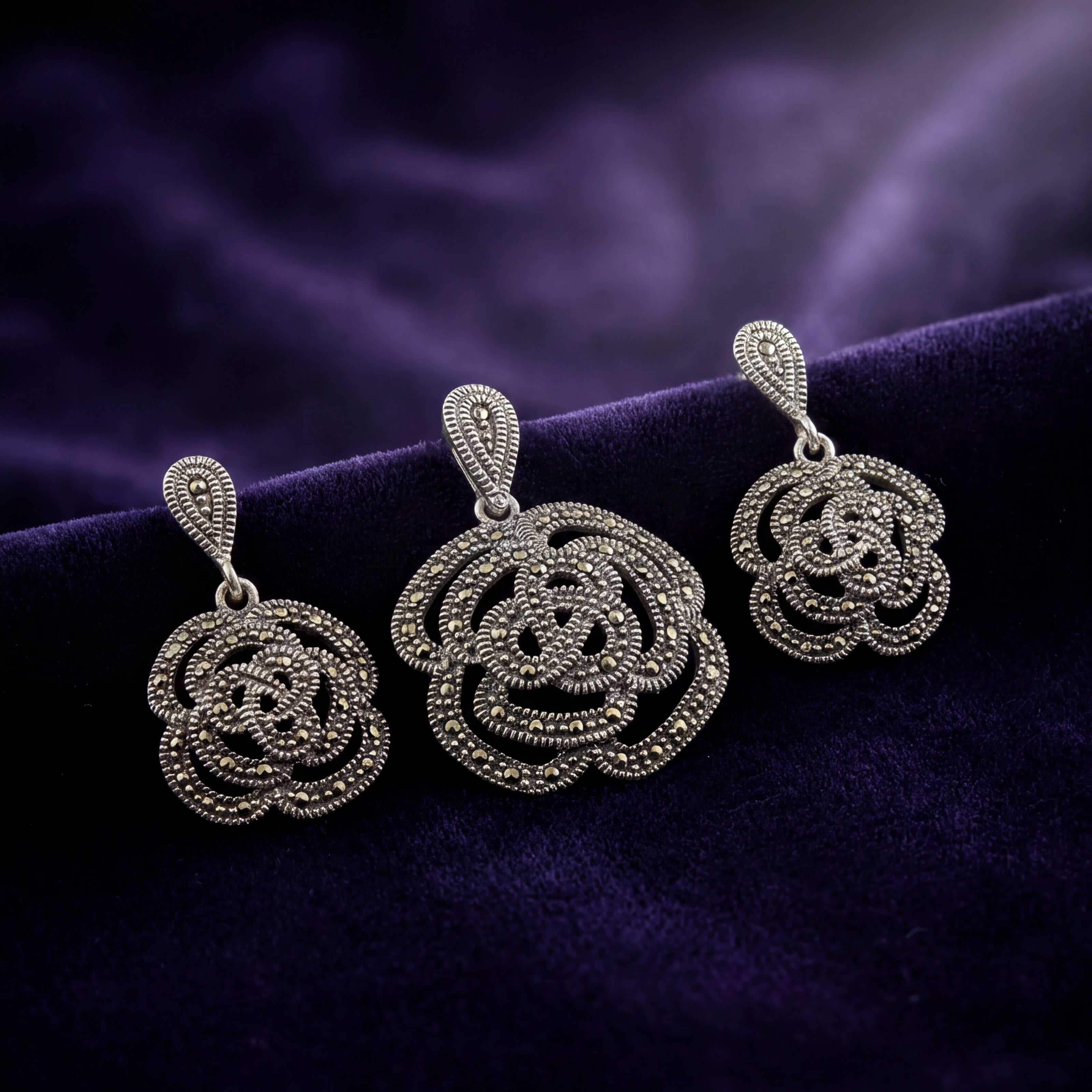 Marcasite Floral Set — 3