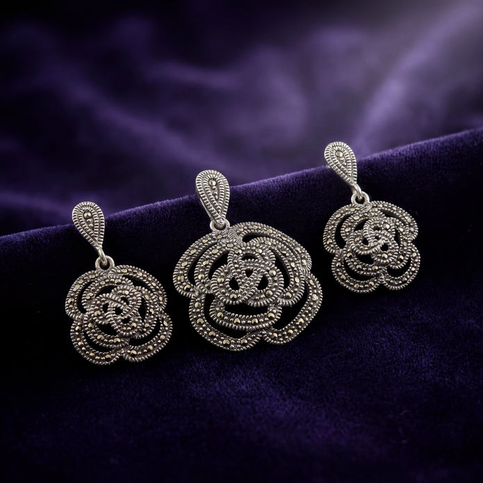 Marcasite Floral Set — 3