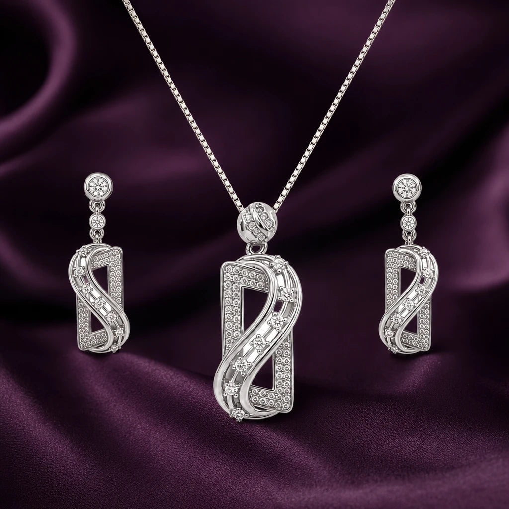 CZ Twist Pendant Set