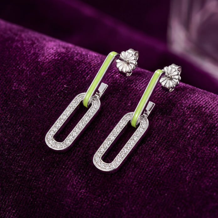 Lime Link Drop Earrings — 3