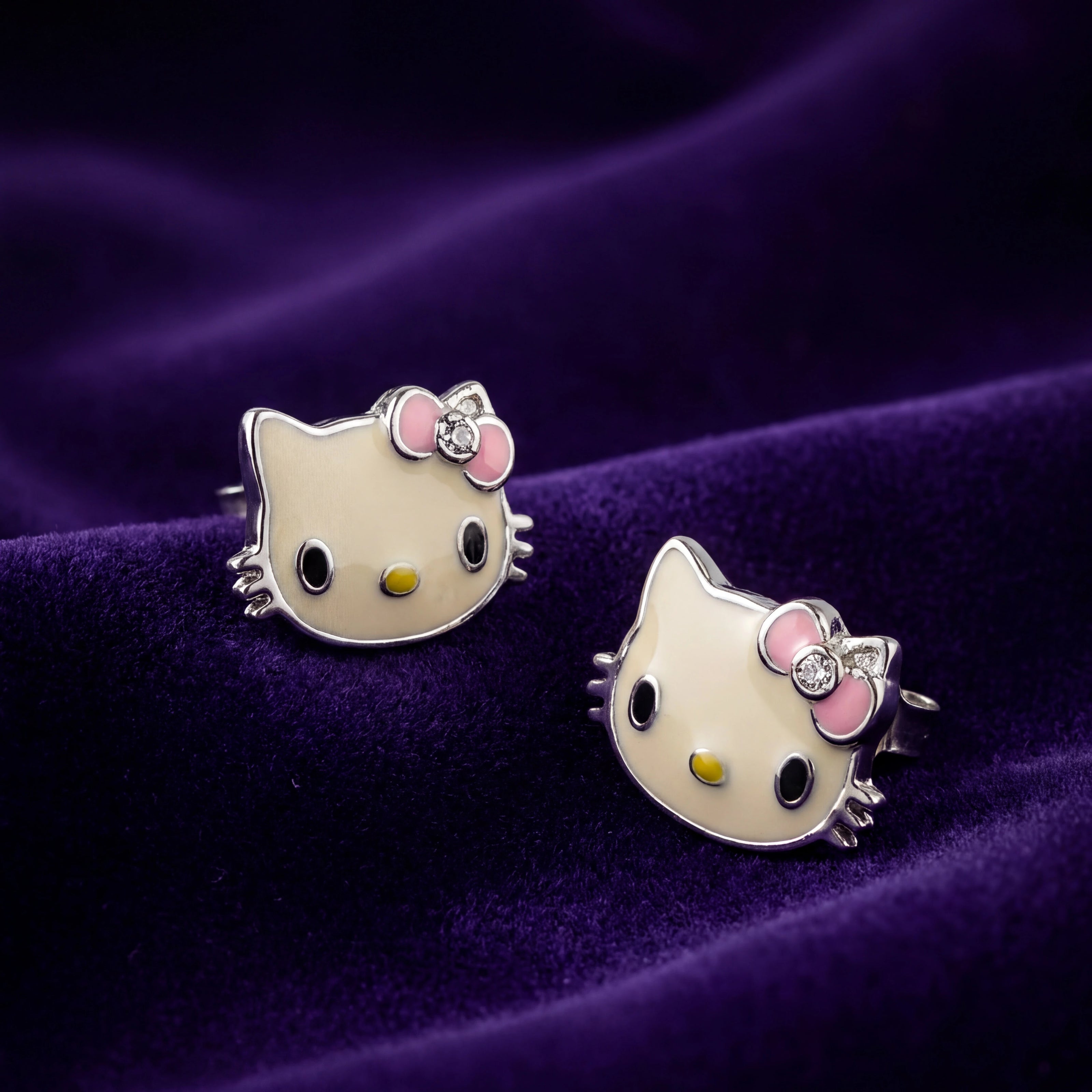 Kitty Enamel Studs — 3