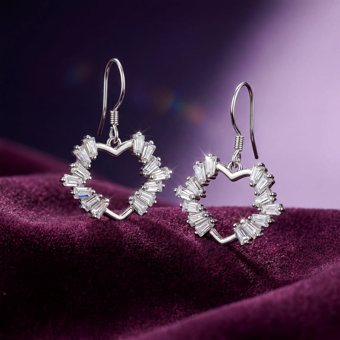 CZ Heart Drop Earrings — 3