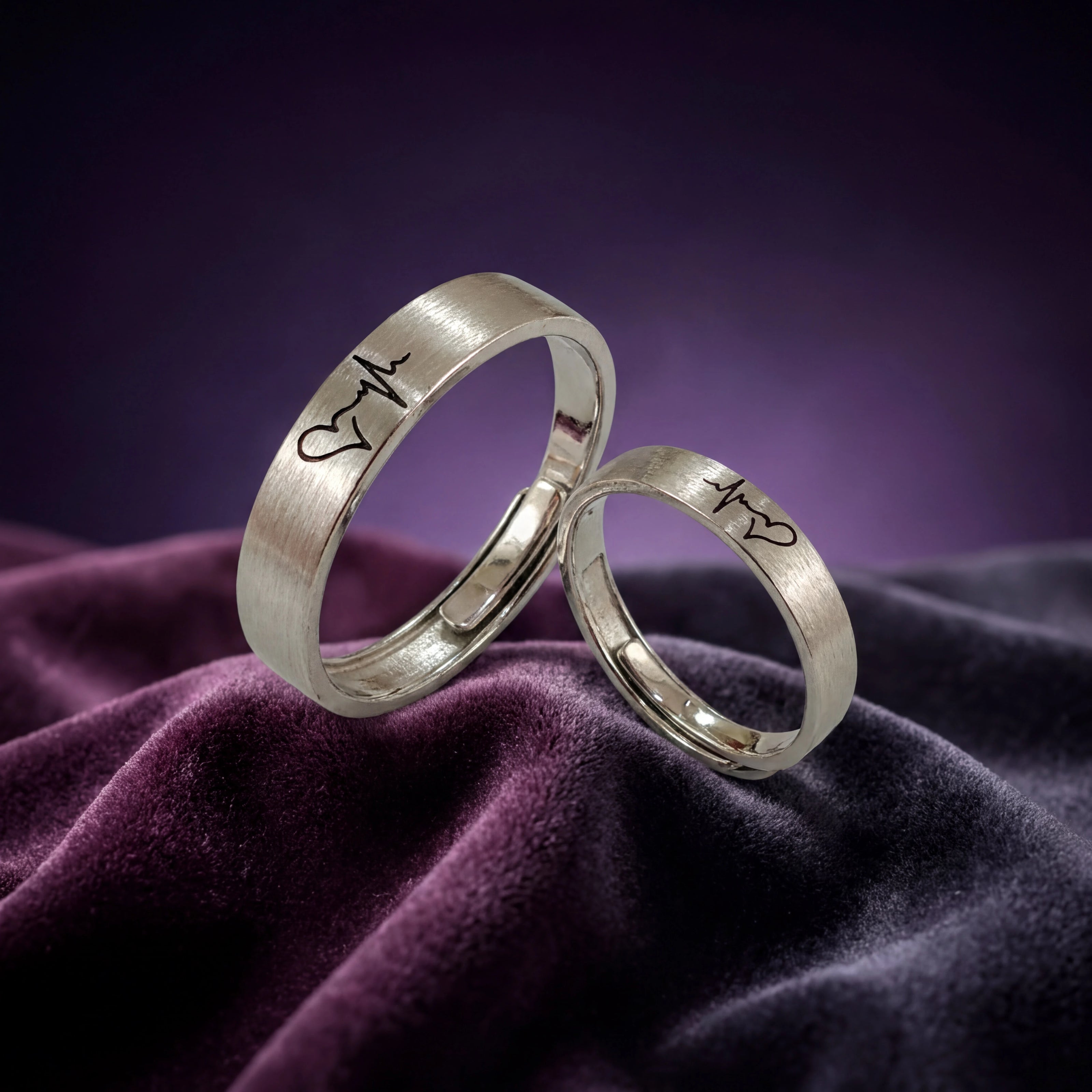 Heartbeat Couple Rings — 3