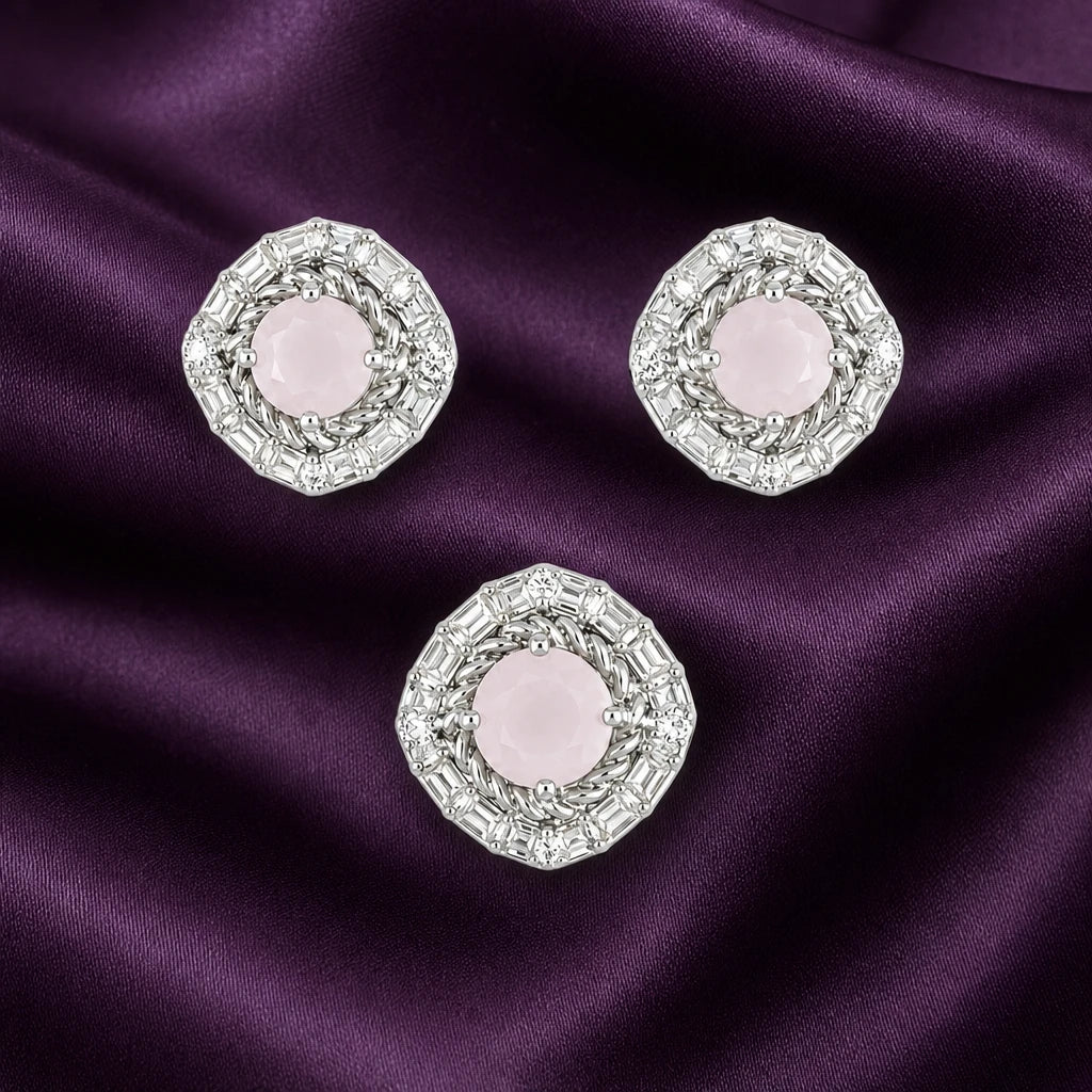 Rose Quartz Halo Set