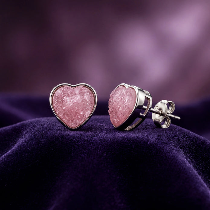 Pink Heart Studs — 3