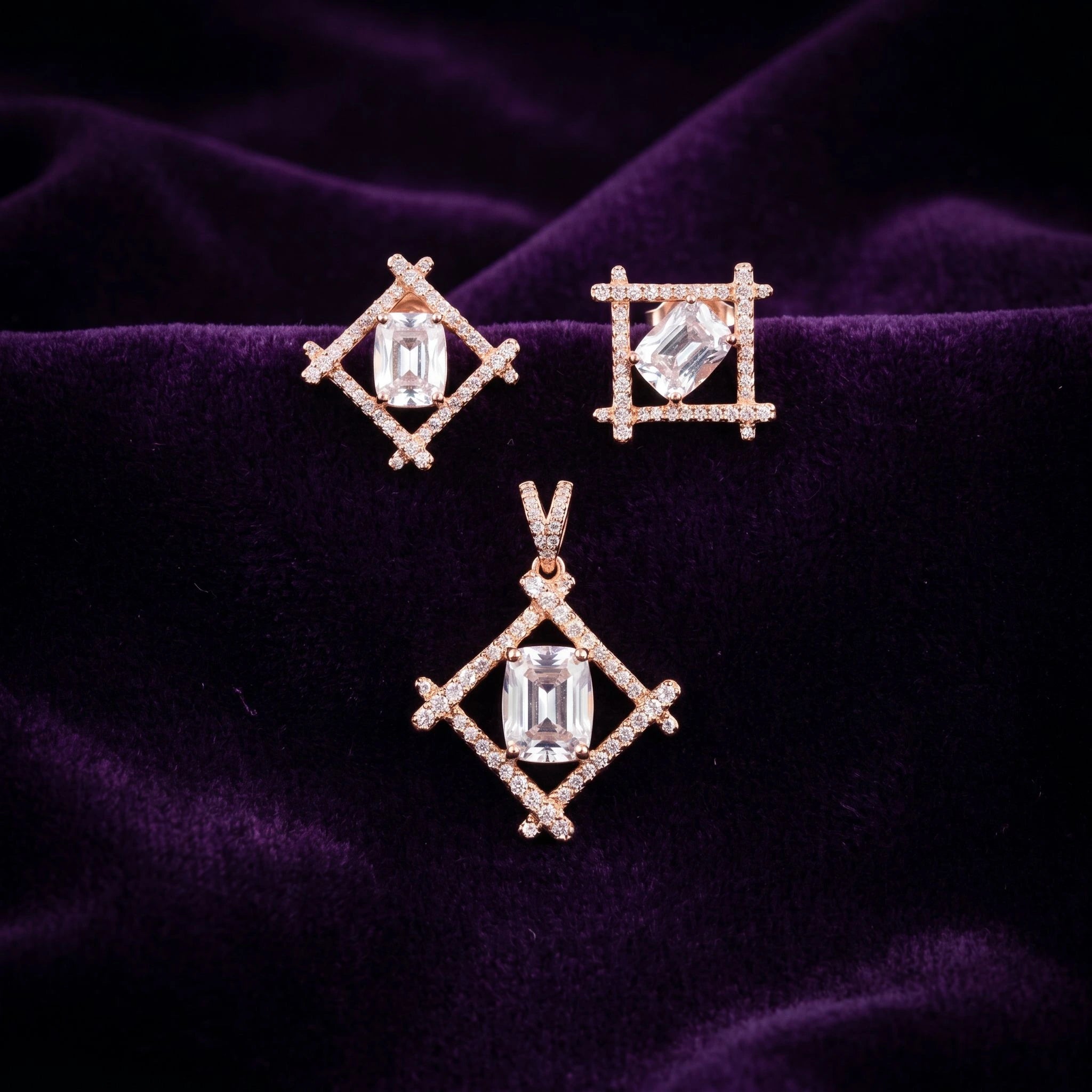 Radiant CZ Geometric Set — 3