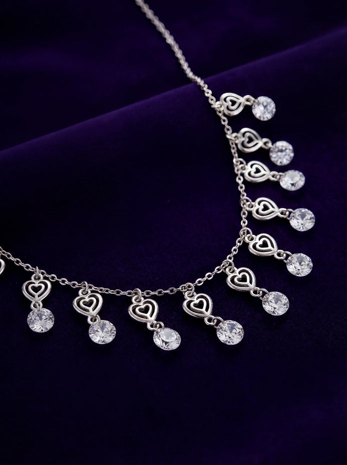 CZ Hearts Dangle Necklace — 3
