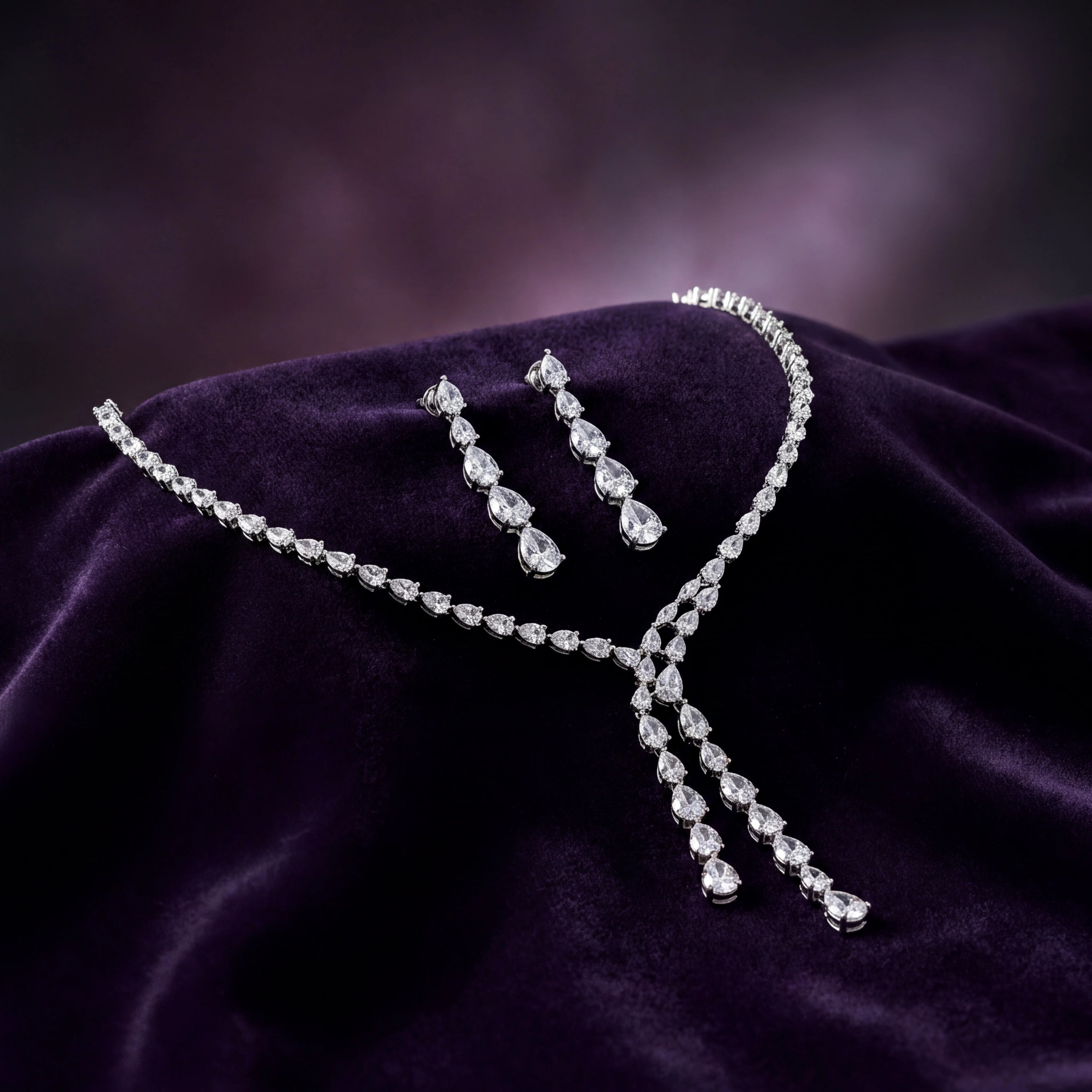 CZ Pear Cascade Set — 3