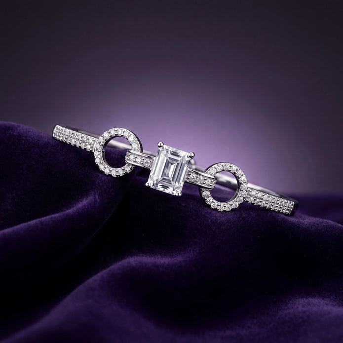 Emerald Cut Halo Bangle — 3