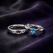 Blue Teardrop Couple Rings — 3