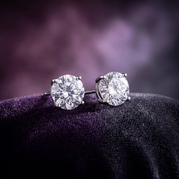 CZ Solitaire Studs — 3