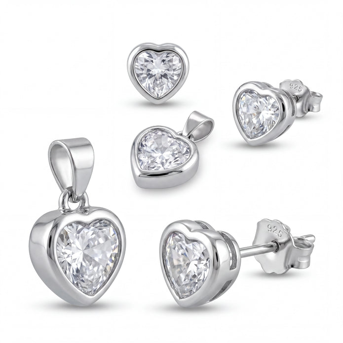 CZ Heart Duo Set — 4