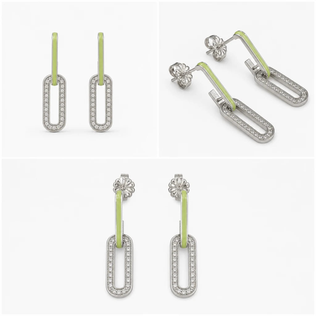 Lime Link Drop Earrings