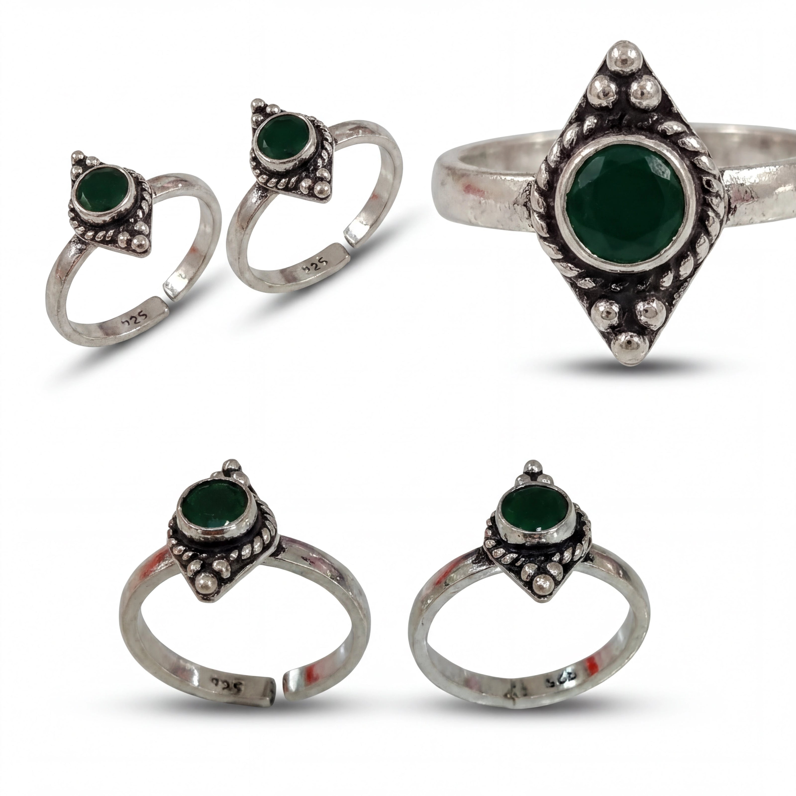 Green Stone Toe Rings — 4