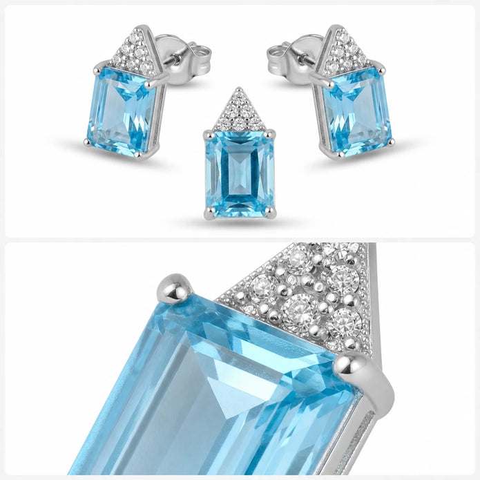 Blue Topaz Pendant Set