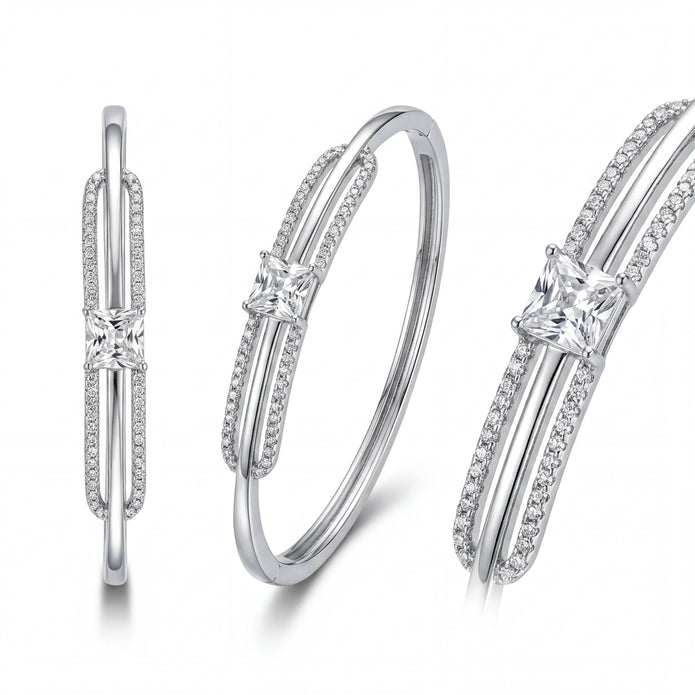 Square CZ Bypass Bangle — 4