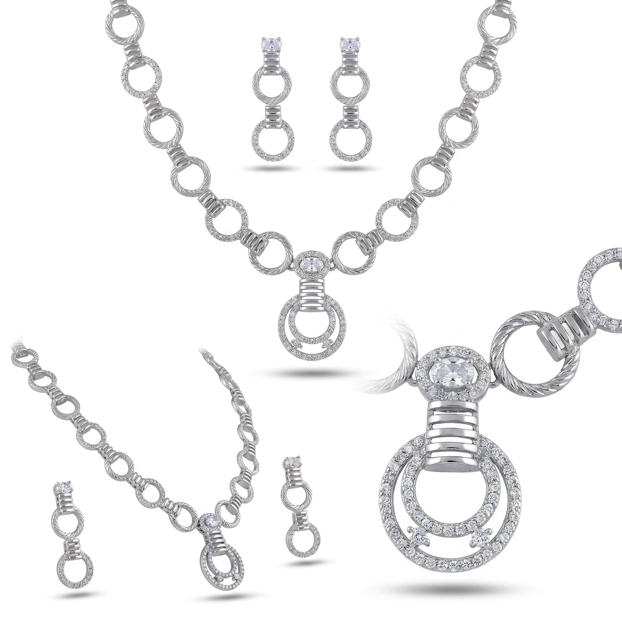 CZ Circle Link Set — 4