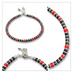 Red Black Beaded Anklet — 4