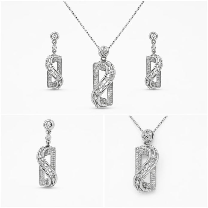CZ Twist Pendant Set