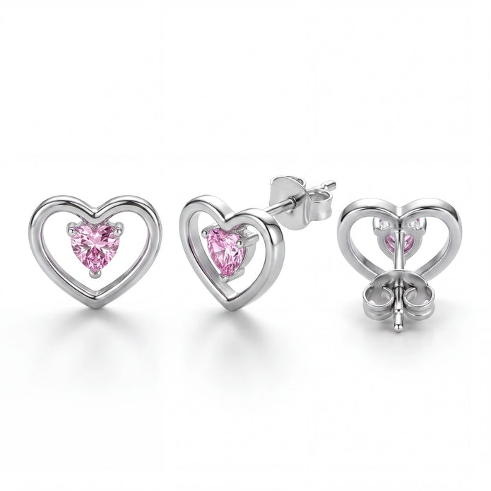 Pink Heart Studs — 4