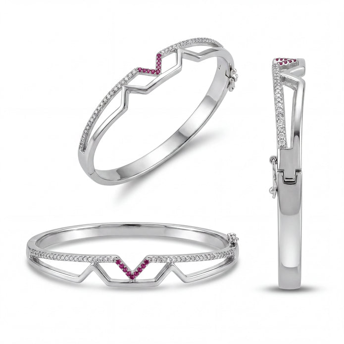 Pink V Zigzag Bangle — 4