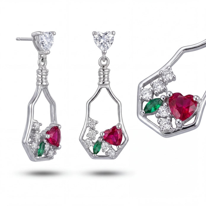 Ruby Heart Drop Earrings — 4