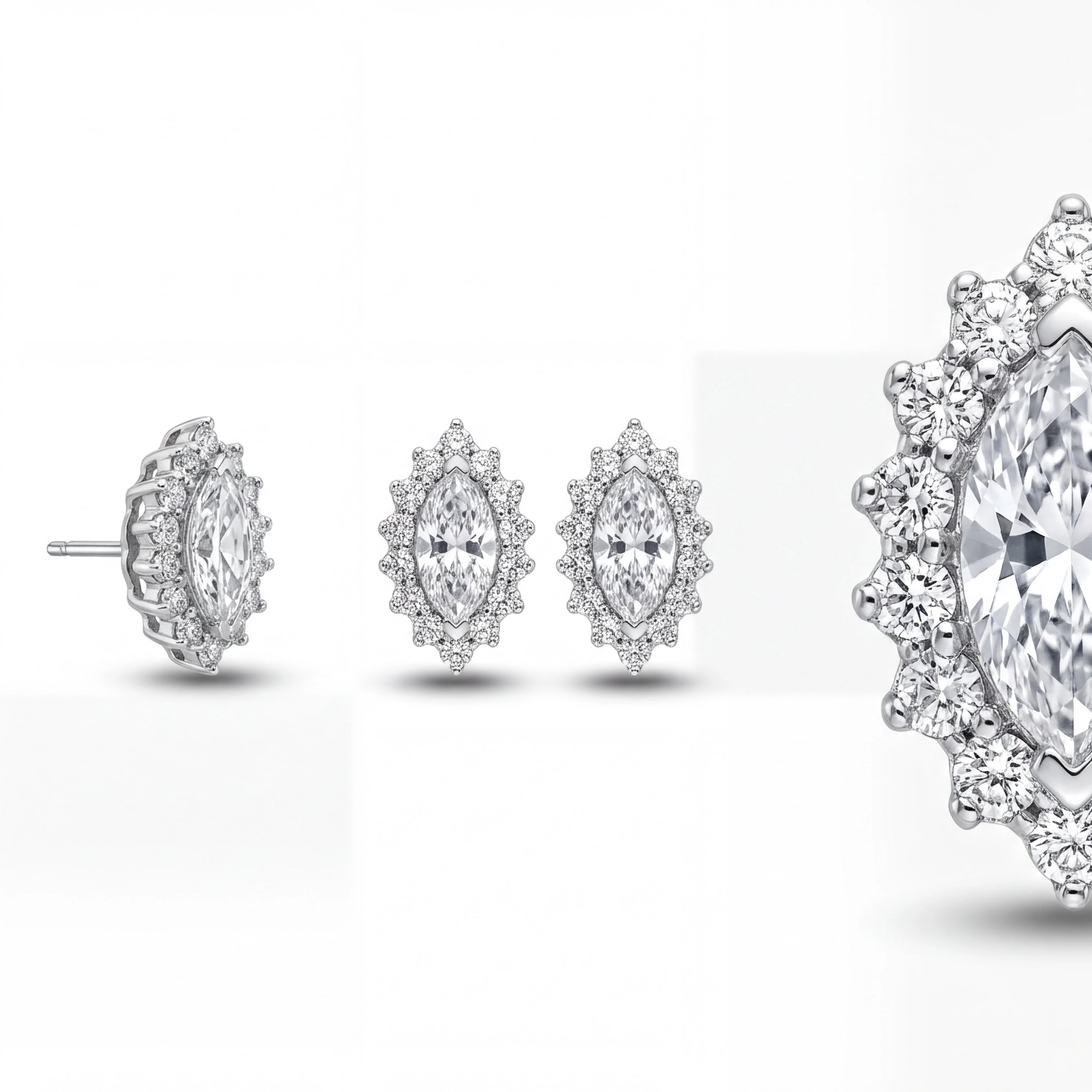 Marquise Halo Studs — 4