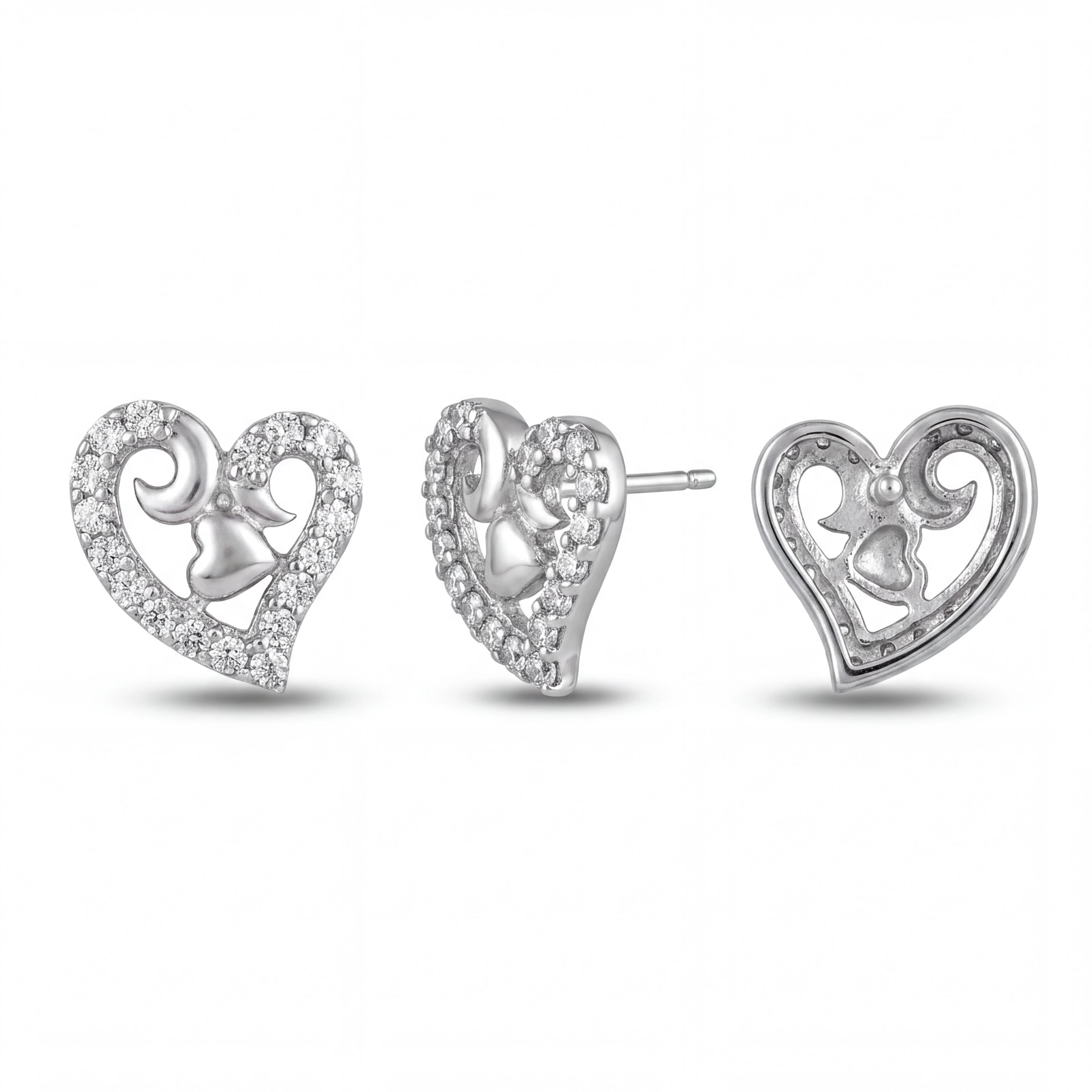 Open-Heart Sparkle Studs — 4