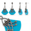 Aqua Fan Drop Earrings — 4