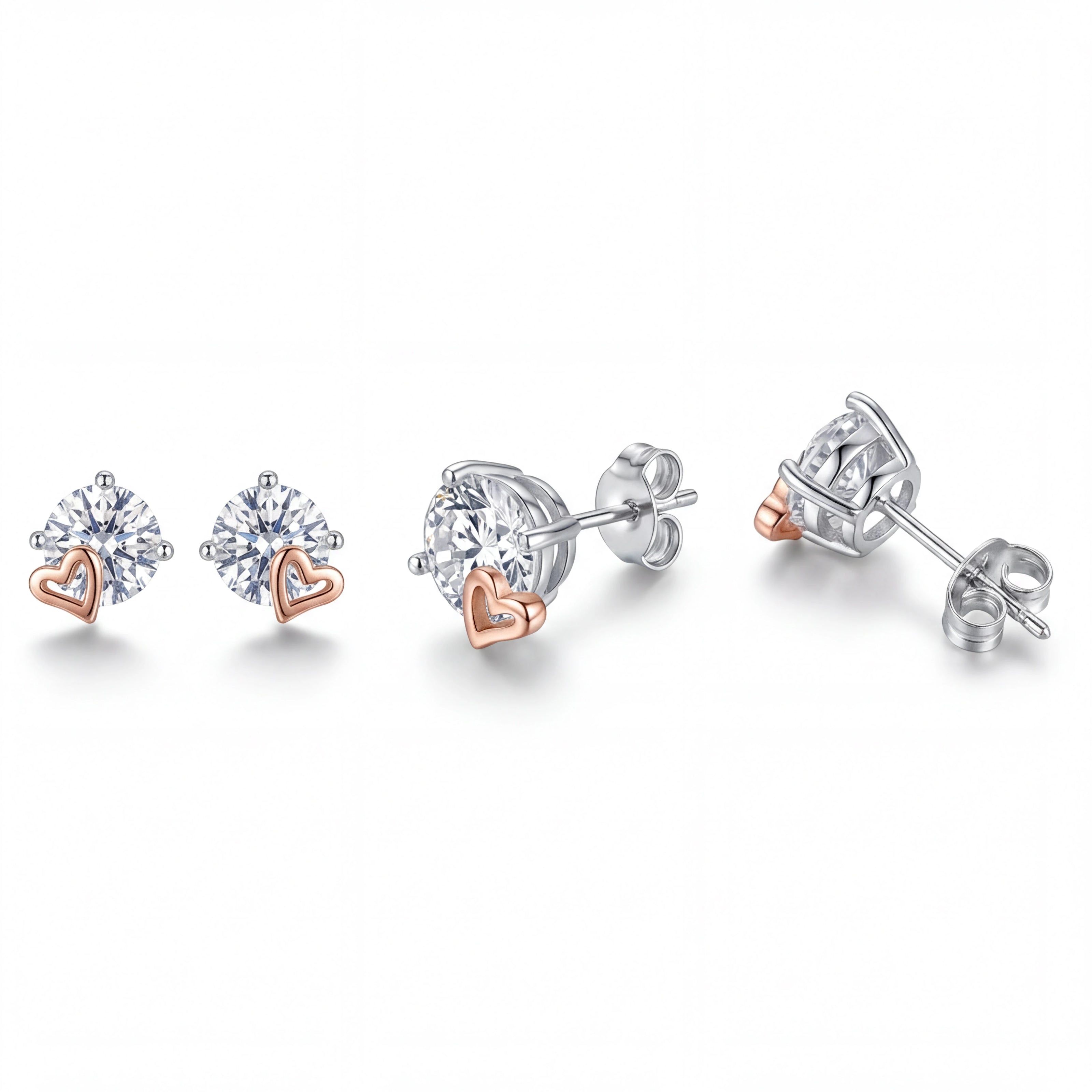 CZ Heart Studs — 4