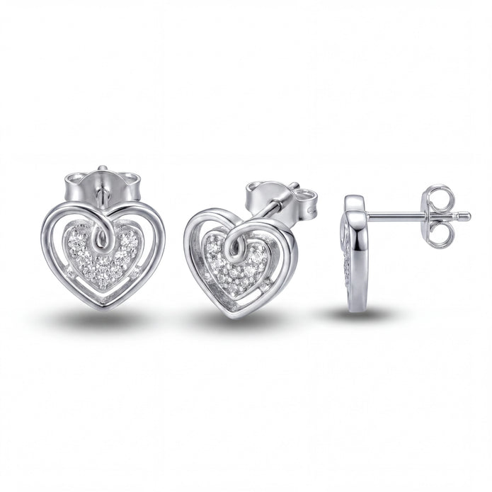 Pave Heart Studs — 4