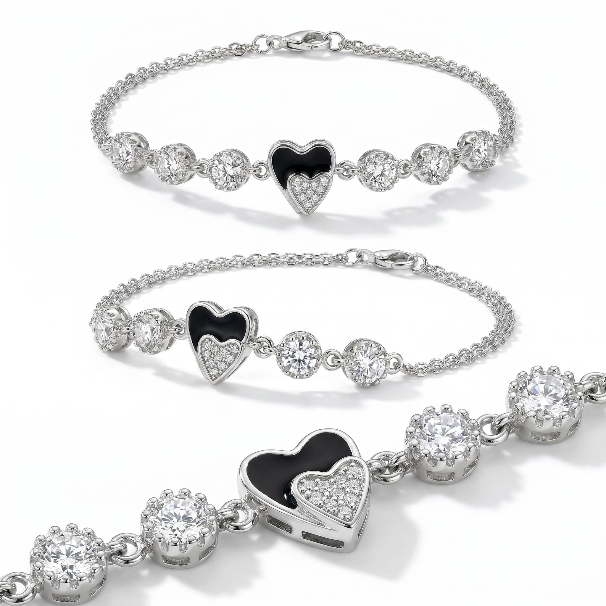 Black Heart CZ Bracelet — 4