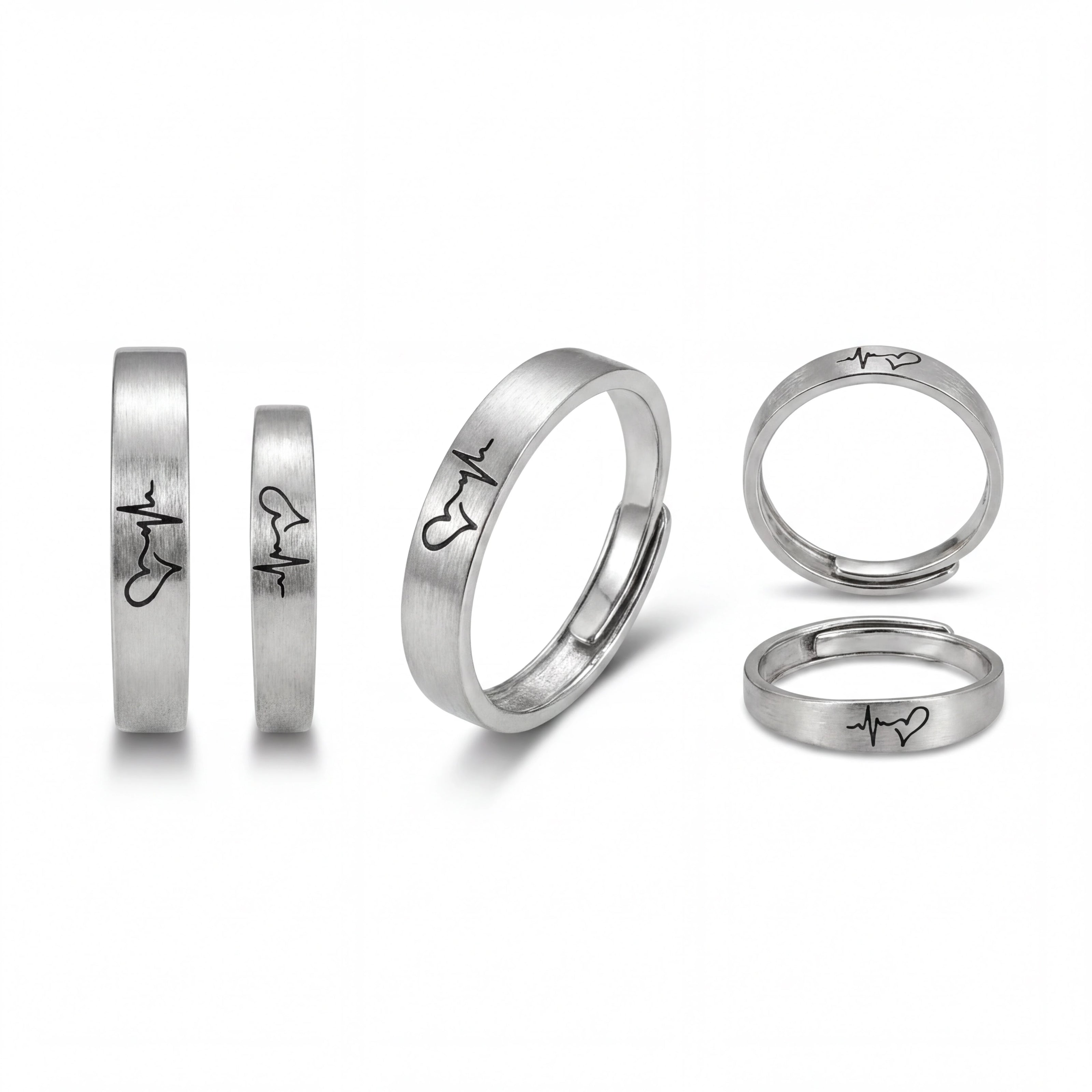 Heartbeat Couple Rings — 4
