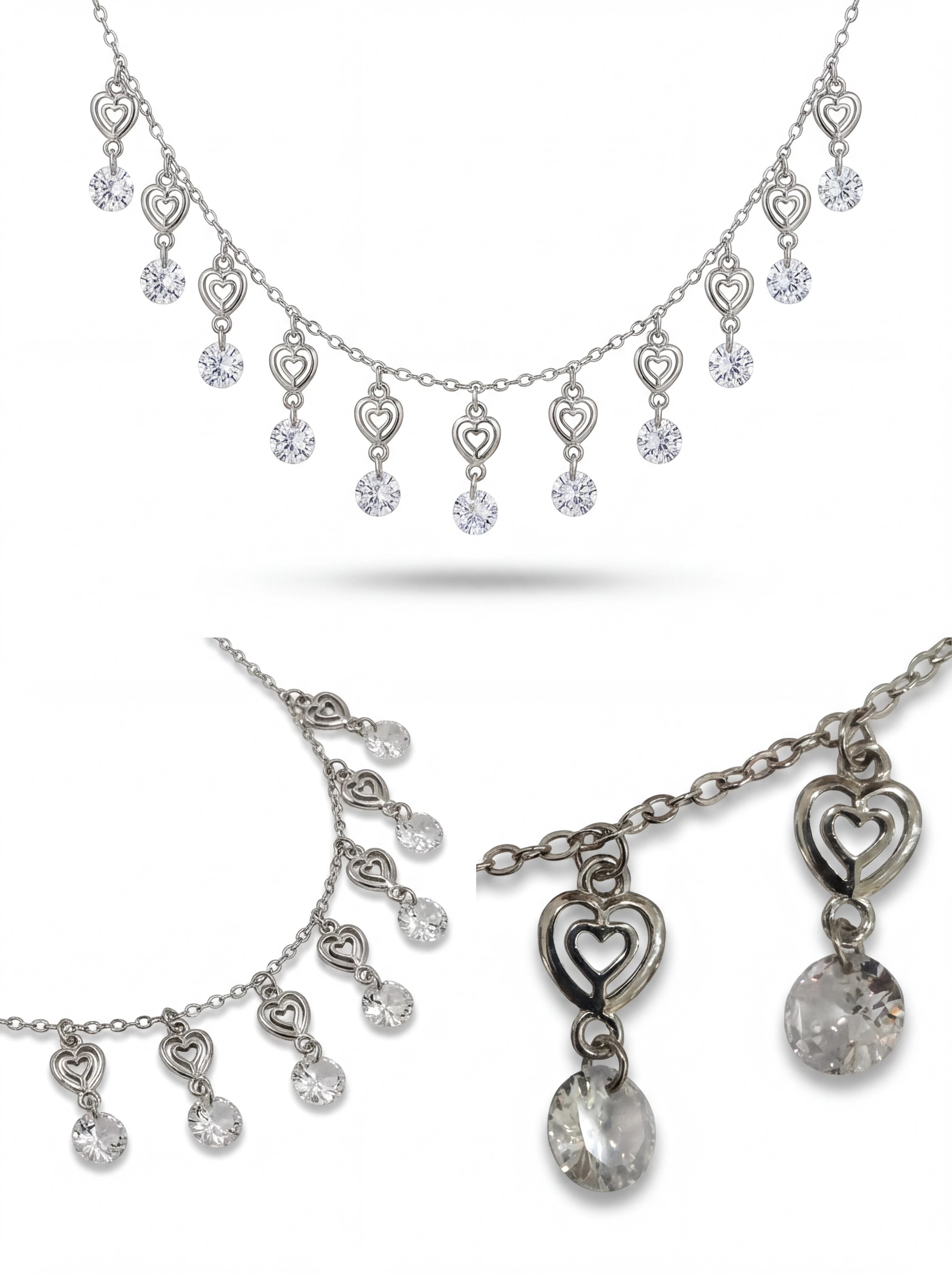CZ Hearts Dangle Necklace — 4