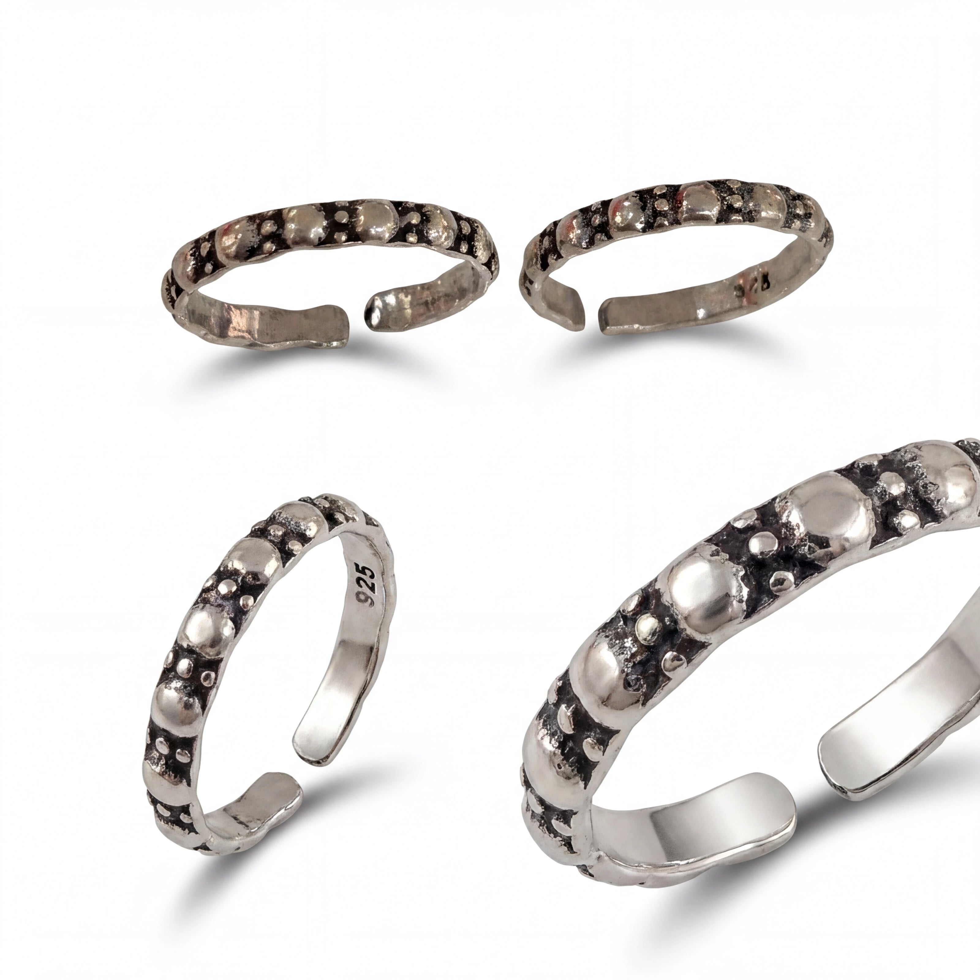 Textured Bead Toe Rings — 4