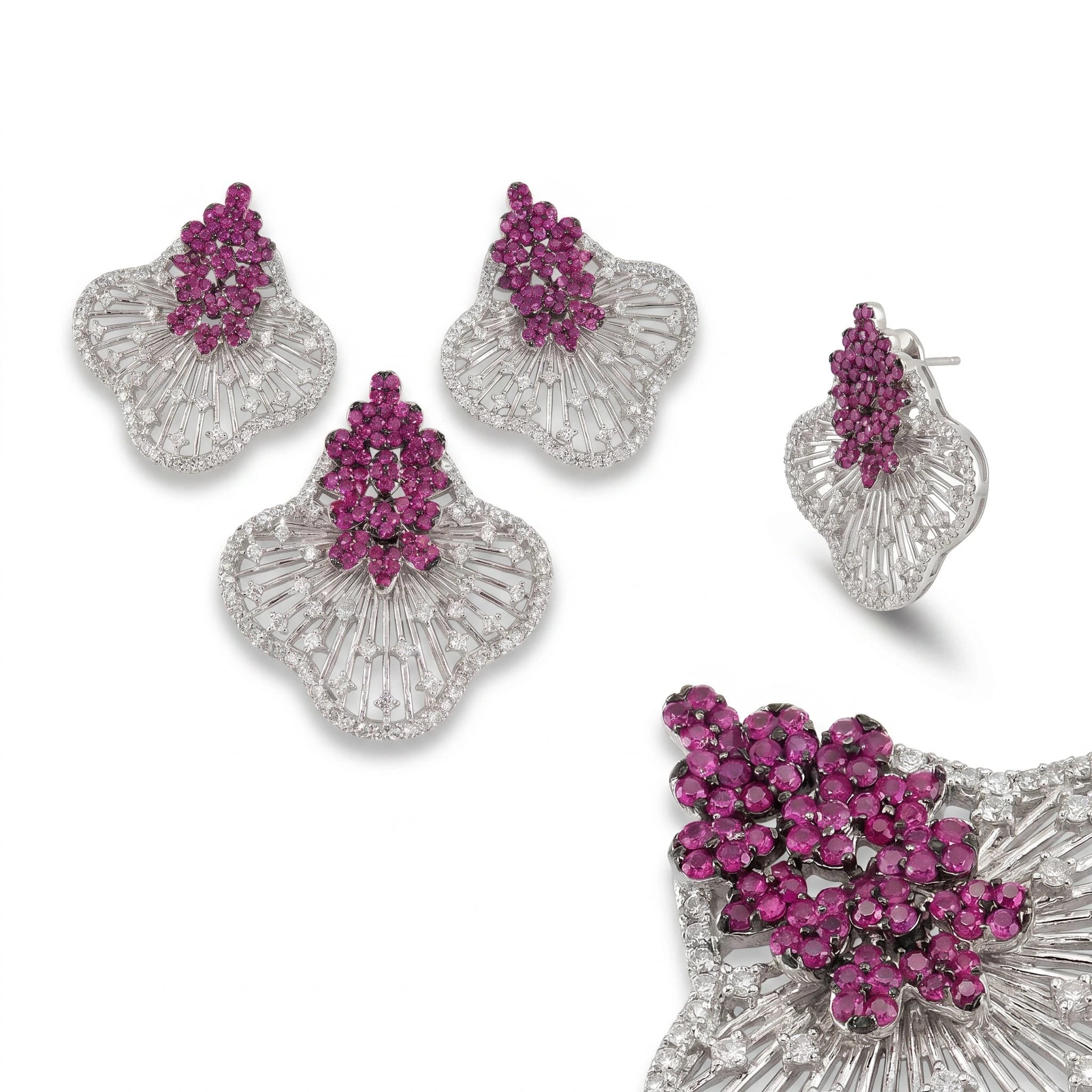Ruby Fan Pendant Set — 4